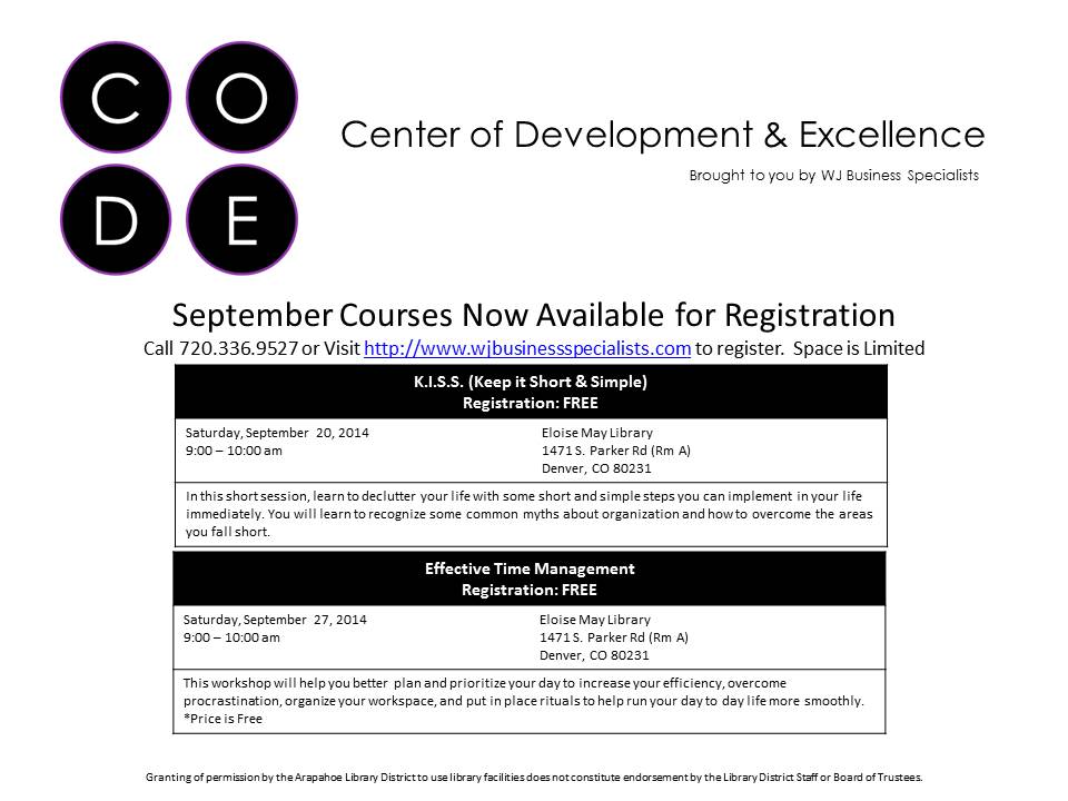 CODE Sept 2014 courses